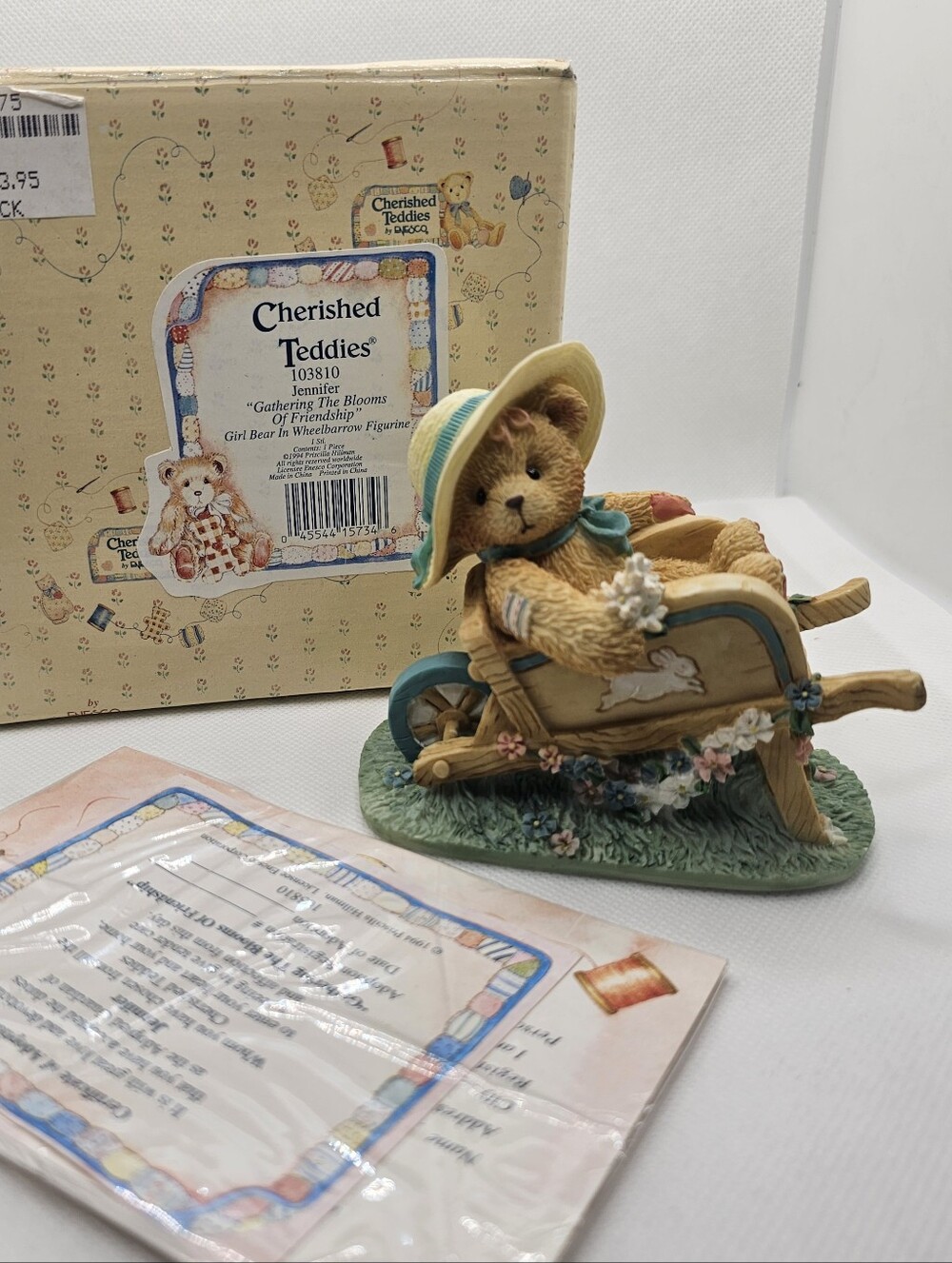 New Cherished Teddies JENNIFER flower Summer Figurine Wheelbarrow spring gift ha